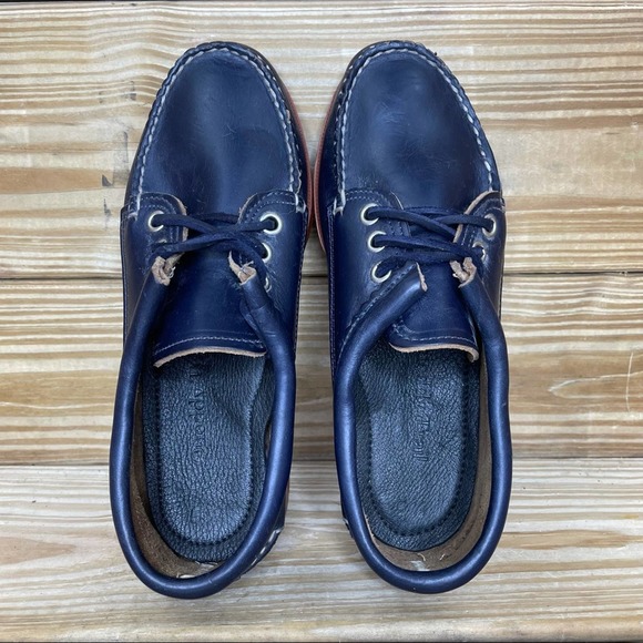 Quoddy Women’s 5 Blucher Moccasin Loafer Dark Blue Leather Lace Up Shoe - Picture 5 of 7